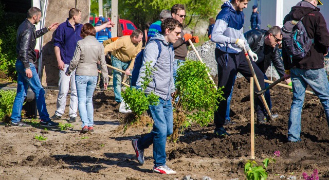 Модульный городок в Днепропетровске обсадили жасминовым садом