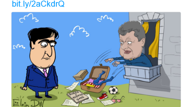 «Как Саакашвили из дома выгоняли»: Елкин высмеял политика в новой карикатуре