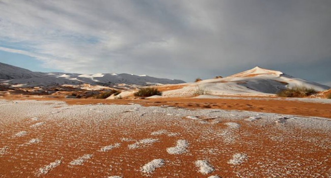  Второй год подряд в пустыне Сахара выпадает снег