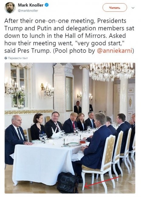 Песков пришел на обед с Трампом с георгиевской ленточкой 