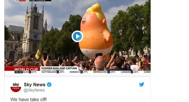 В Лондоне запустили в небо «Малыша Трампа» В Лондоне запустили в небо «Малыша Трампа»