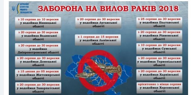 В Украине вступает в силу запрет на вылов раков
