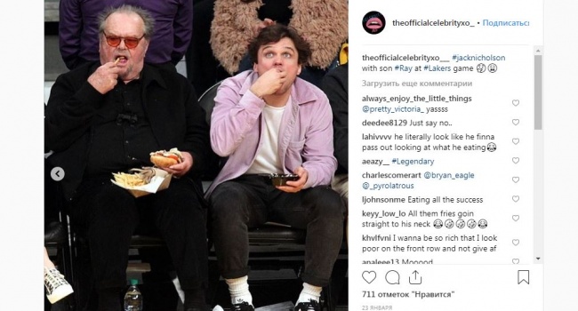 В сети показали жутко толстого Джека Николсона, поедающего фастфуд