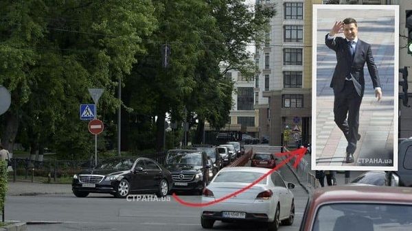 В сети показали фото кортежа, сопровождающего Зеленского по дороге на работу