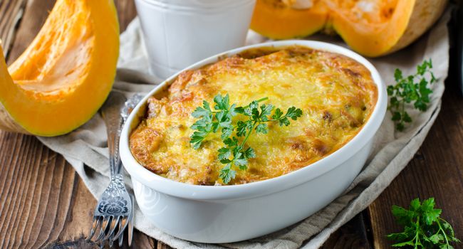 Лучшие блюда из тыквы: Запеканка с сыром и ветчиной Лучшие блюда из тыквы: Запеканка с сыром и ветчиной