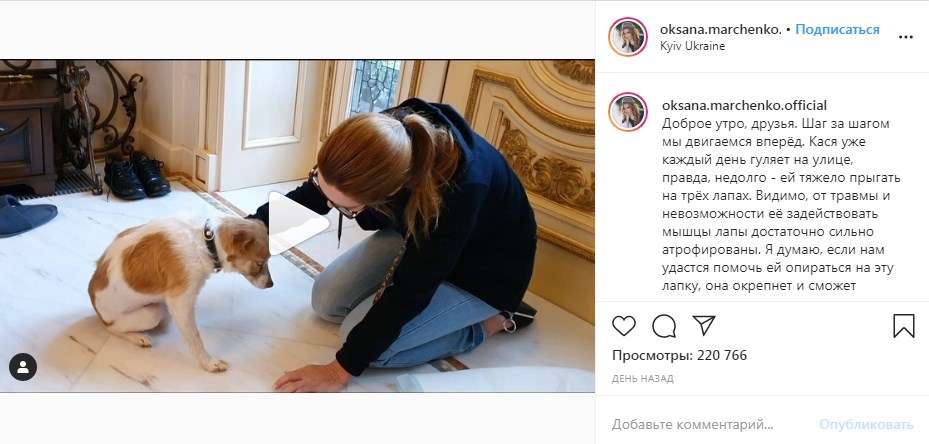 «Оксана, вы самый настоящий посол доброты в этом мире»: Марченко восхитила сеть новым видео в «Инстаграм»