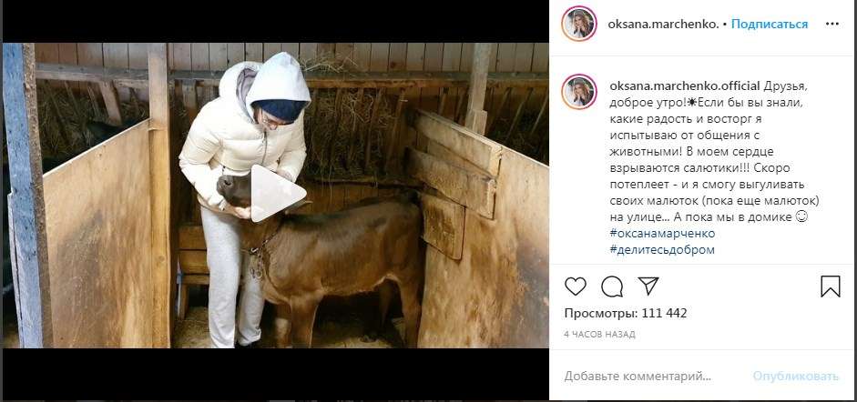 «Вы очень добрый человек»: Оксана Марченко показала свою ферму, и как ухаживает за теленком 