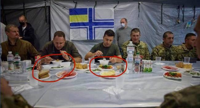 Зеленский и Ермак съездили в зону ООС снова для показухи: в сети обсуждают постановочное фото обеда президента с военными