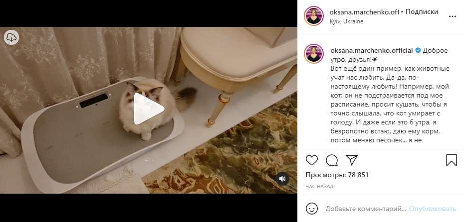 «Самая красивая в мире хозяйка»: Оксана Марченко поделилась домашним видео, показав, как начинается ее день 