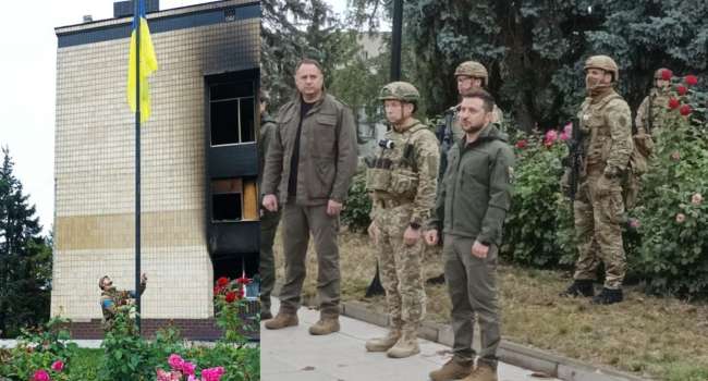 В освобожденном Изюме подняли флаг Украины: Зеленский и все присутствующие почтили память погибших защитников минутой молчания