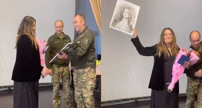 Воины ВСУ нарисовали для Натальи Могилевской ее именной портрет и торжественно вручили – видео