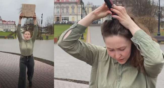 «Я не могу молчать»: девушка в Томске сбрила волосы в знак протеста против мобилизации (видео)